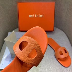 Luxury fine leather BRIGHT orange flip flops